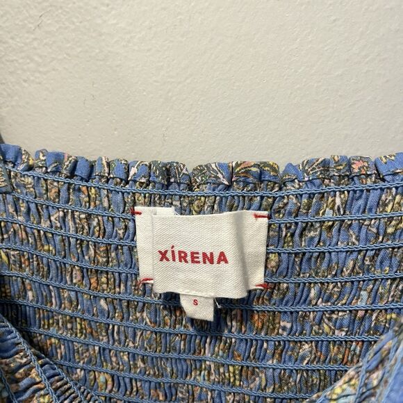 XIRENA Lori Floral Lightweight Smocked Mini Dress Women’s Small Blue Tiered - Picture 5 of 9